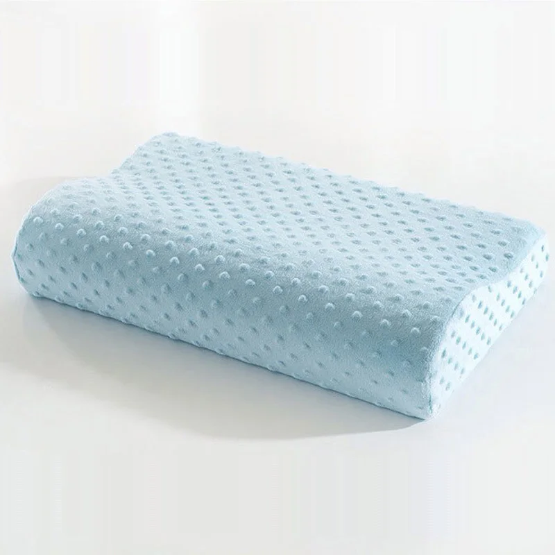 Comfortable Cervical Pillow for Sleeping Slow Rebound Memory Pillow Neck Massage Memory Foam Pillows Bed Head Pillow Coussin Cou - Color: Sky blue