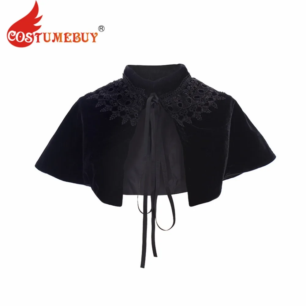 

CostumeBuy Black Velvet Cape Cloak Mantle Coat Wicca Robe Medieval Victorian Gown Elegant Women Shawl Cosplay Party LARP Costume