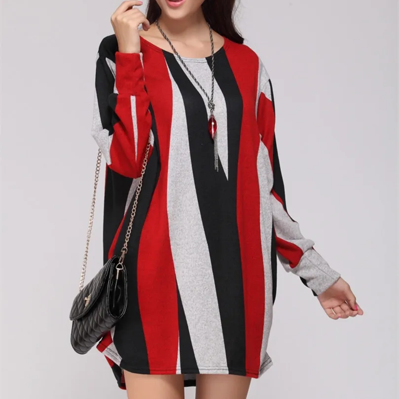 

L-5XL new 2018 winter autumn women casual print long sleeve dress plus size loose fashion dresses tunic big large cotton wool