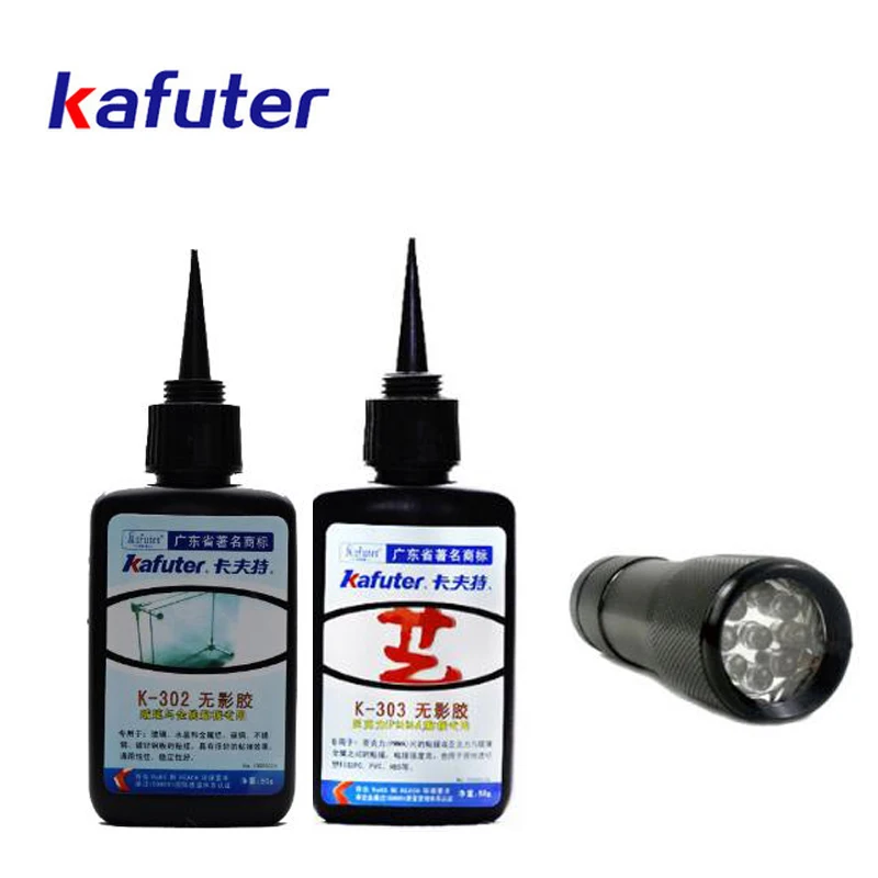 Горячая 50 г kafute K-302/K-303 клей УФ Kafuter+ портативный УФ фонарик УФ отверждения клей акриловый прозрачный пластиковый стеклянный клей