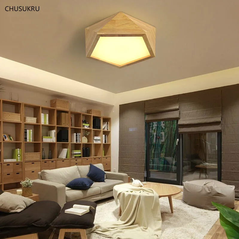 

Modern LED Wood Ceiling Lights In geometric Shape lamparas de techo For Bedroom Balcony Corridor Kitchen Lighting Fixtures