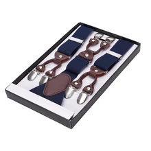 Новинка модные подтяжки кожи рамка алюминиевого сплава 6 зажимы подтяжек мужской Винтаж Повседневное suspensorio брюки на подтяжках, отец/мужа подарок