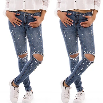 

Thefound Hot New Fashion Womens Ladies Stretch Faded Ripped Slim Fit Skinny Denim Jeans