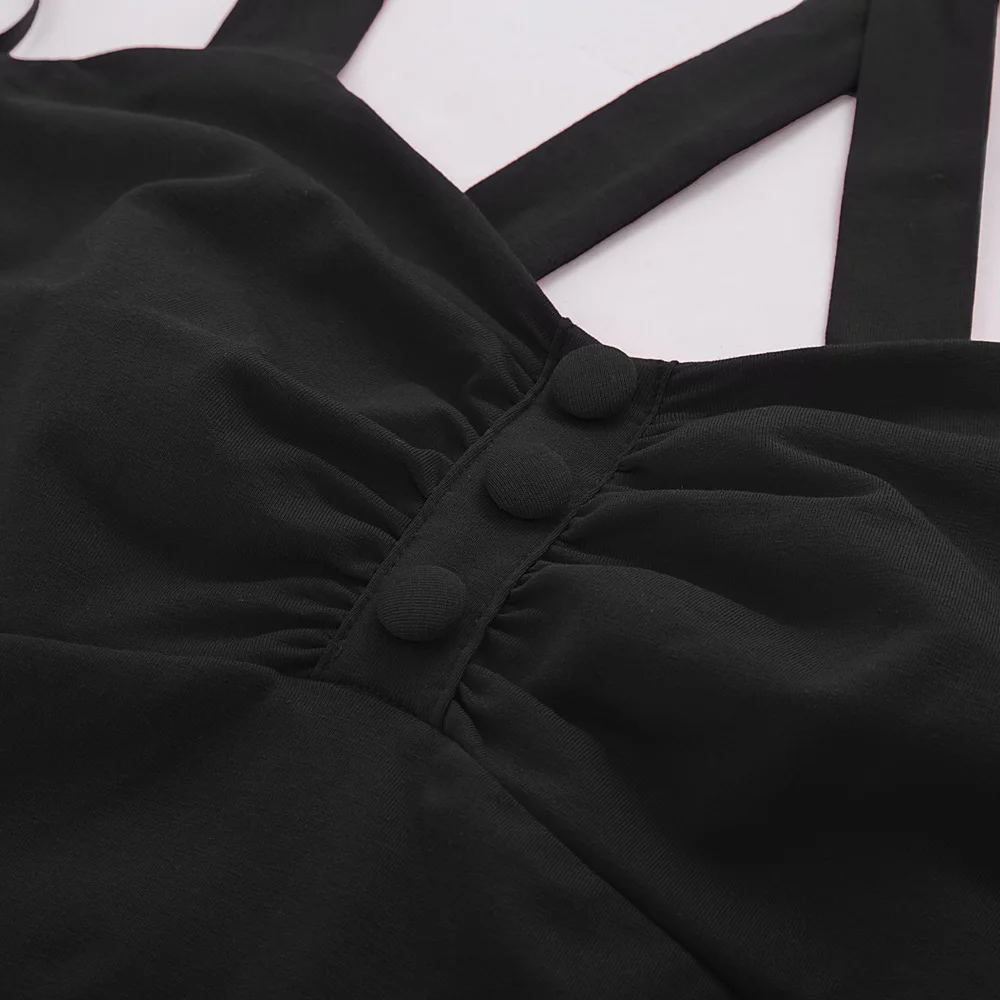 مثير إمرأة Strappy و عبر الخلفي تمتد خزان أعلى أزرار خمر بروتيل S-2XL