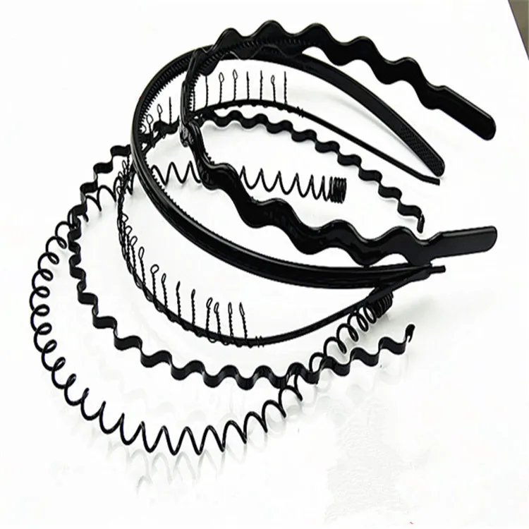 

2019 New Fashion Mens Women Unisex Black Wavy Hair Head Hoop Band Sport Headband Hairband hair accessories
