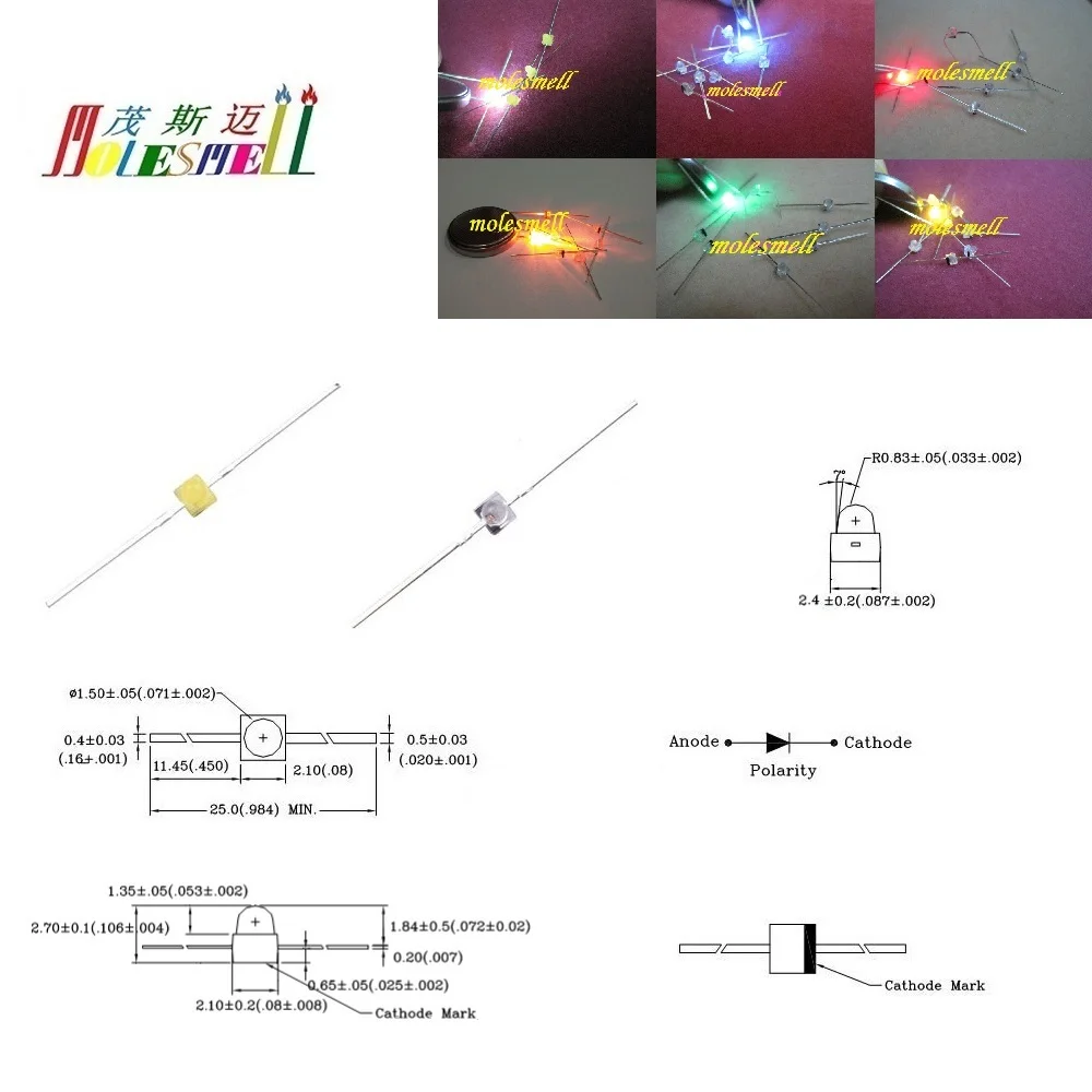 10pcs 1.5mm Mini Red Yellow Blue Green White Orange LED Leds Free Resistors Made in Taiwan