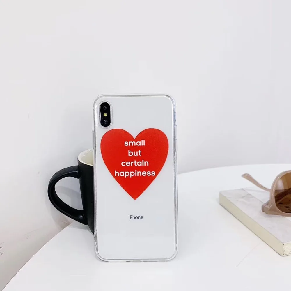 Transparent ins Simple love Couple soft shell For iPhone 7 7Plus 6 6S 6Plus 8 8Plus X XR XS Max Thin and light TPU Anti-fall Phone case02