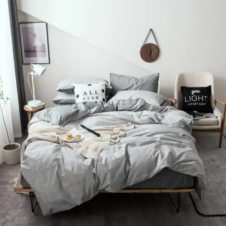

Ms.O Home Textile Plaid Duvet Cover Cotton Stripe Triangle Geometric Printed Designer Bedding Set Handmade Bedroom Bed Linen
