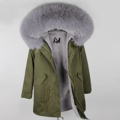 Новая длинная женская зимняя куртка Парка с натуральным мехом Пальто с воротником с мехом лисы Высокое качество Подклад искусственный мех - Цвет: 7