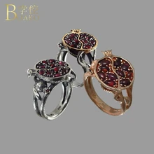BOAKO Natural Stone Rings For Women Crystal Stainless Steel Ring Gem Stone Red Garnet Ring Rose Gold Vintage Wedding Jewelry Z5 BOAKO Natural Stone Rings For Women Crystal Stainless Steel Ring Gem Stone Red Garnet Ring Rose Gold Vintage Wedding Jewelry Z5