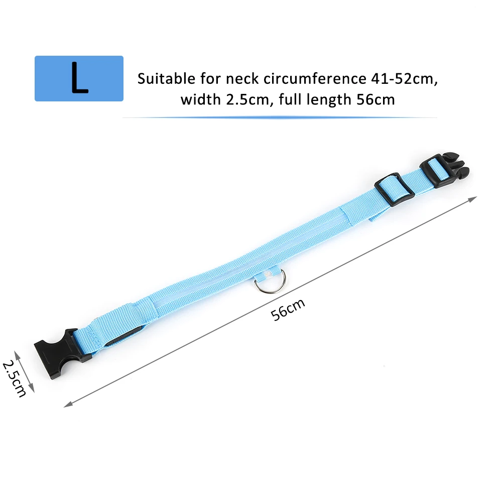 Светящиеся флуоресцентные ошейники для собак, нейлоновый светодиодный ошейник для собак, ночная безопасность, мигающий светится в темноте, поводок для собак, товары для домашних животных