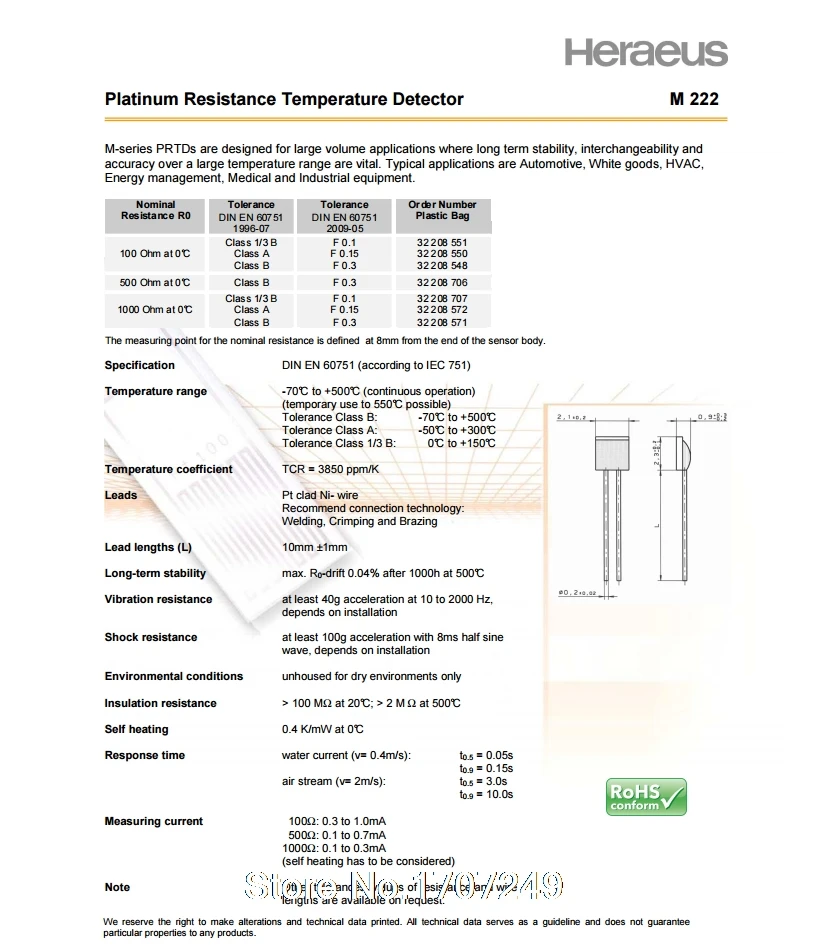 ; набор из 10 шт. импорт Германии heraeus PT1000 тонкопленочных платины резистор чипы PT1000 на тонкой пленке Температура Сенсор Heraeus