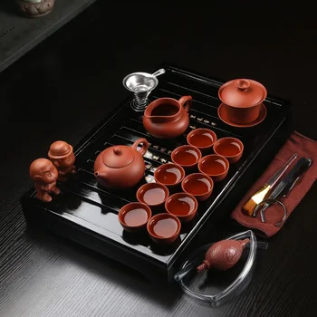 

Kung Fu tea set household purple sand ceramic combination, solid tea set