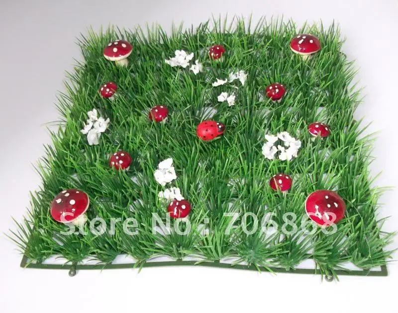 artificial plastic decorative grass mat with mushroom and ladybuy home