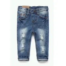 2016 New Style Kids Jeans Boys Girls Trousers Autumn Fashion Designer Children Denim Pants Casual Ripped Jeans For 2~8 Years