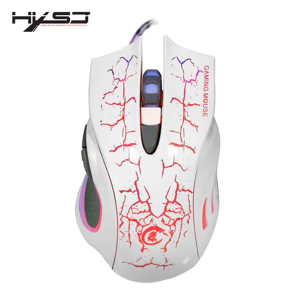 

HXSJ Wired Optical Mouse Colorful LED Backlight 1200-5600DPI 6 Buttons USB2.0 Gaming Mouse Game Mice for LOL for PC Laptop 4 Typ