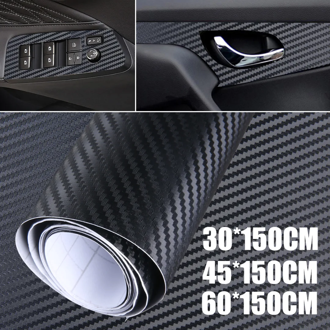 VViViD 3D Black Carbon Fibre Vinyl Wrap Twill Weave Adhesive Film 6 Inches x 60 Inches Air Release Decal Sheet 