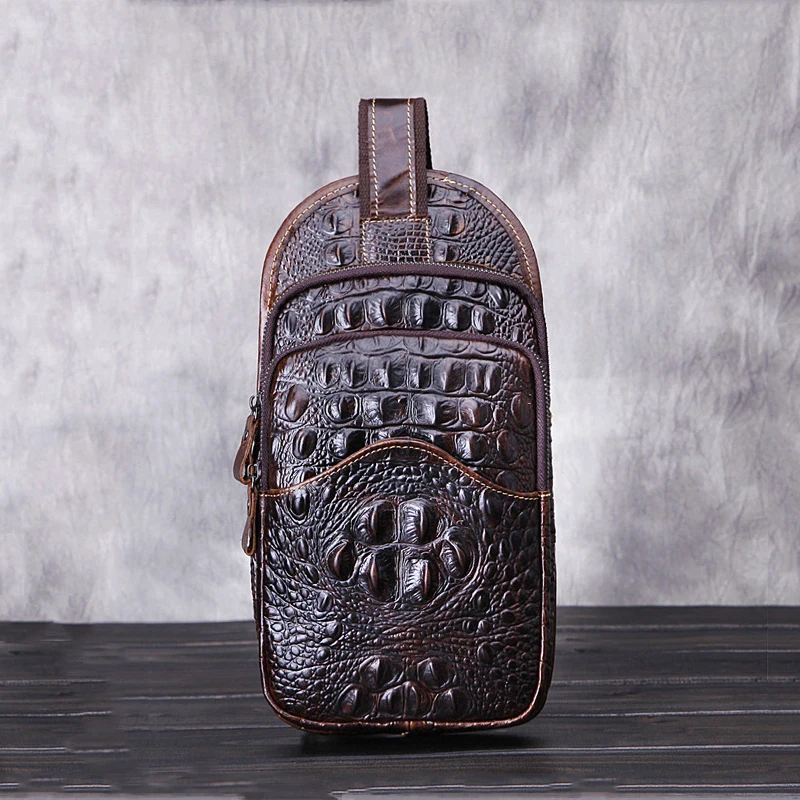 

New New Fashion Luxury Crossbody Bag for Men Sling Single Shoulder Messenger Packs Male Chest Genuine Cow Leather Pockets