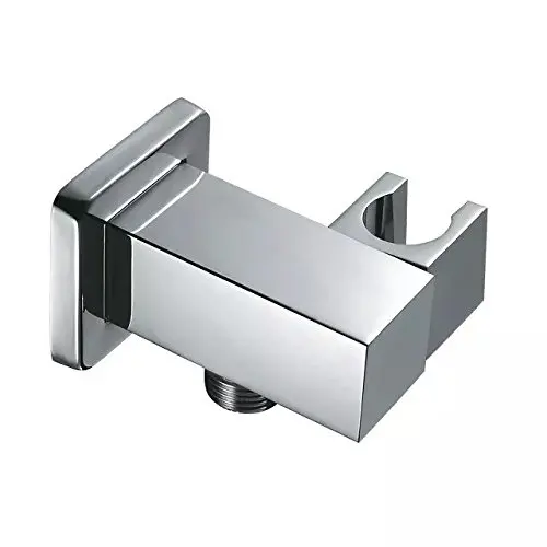 Shead Holder Bracket Hand Shower Connector Wall Outlet Elbow Square Brass Chrome 04 017