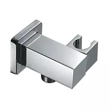 Shead Holder Bracket Hand Shower Connector Wall Outlet Elbow Square Brass Chrome 04 017