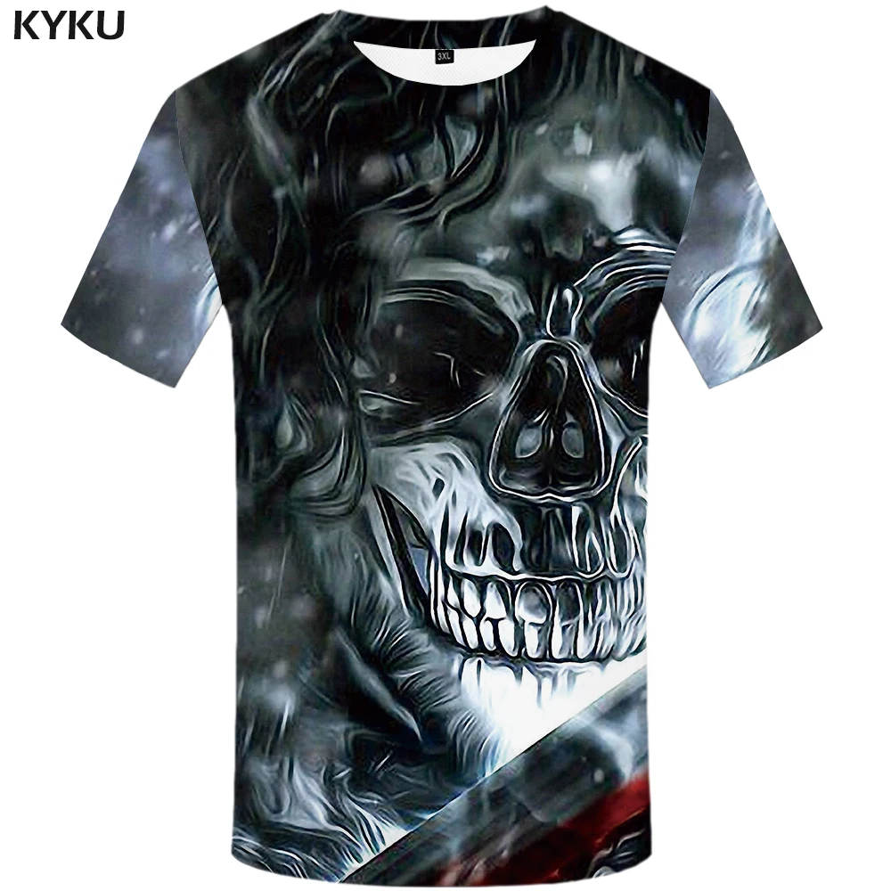 

Funny T shirts Skull T-shirt Men War Tshirts Casual Metal T-shirts 3d Harajuku Tshirt Printed Gothic Shirt Print Short Sleeve