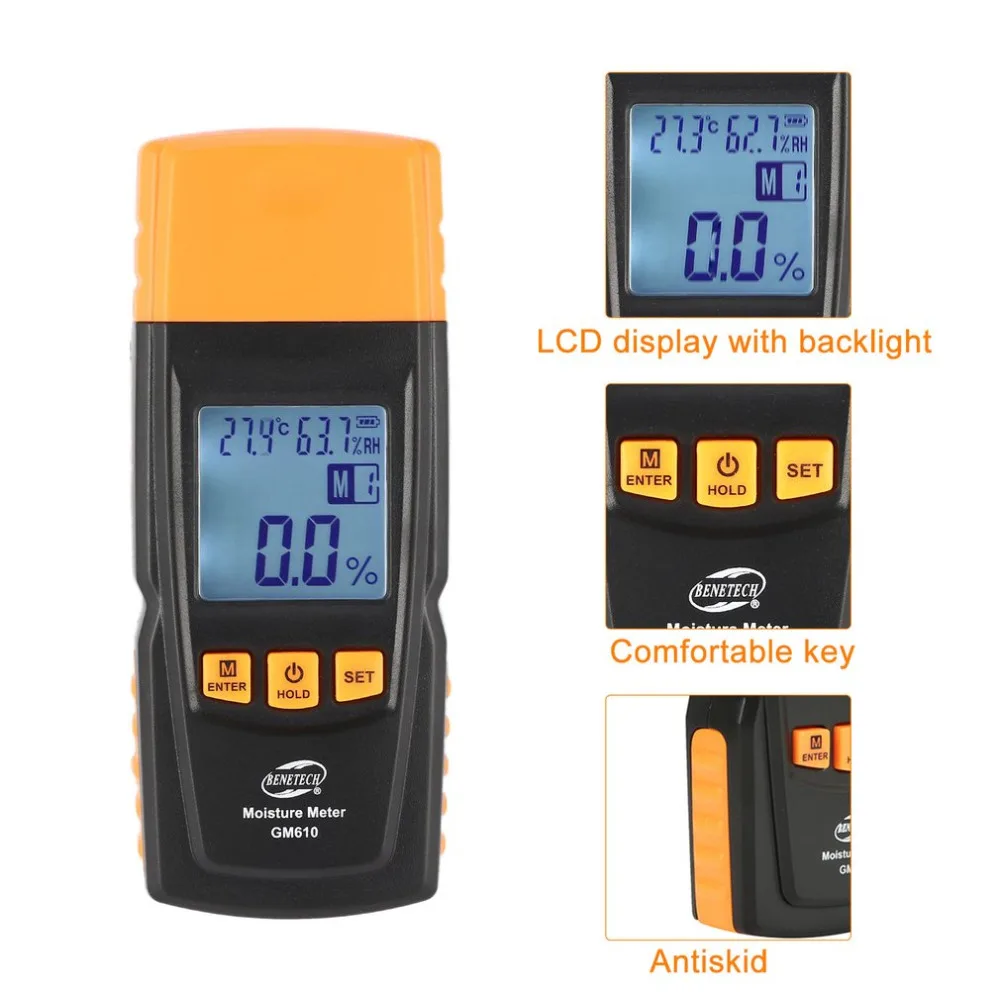 GM610 Digital LCD Display Wood Moisture Meter Humidity Tester
