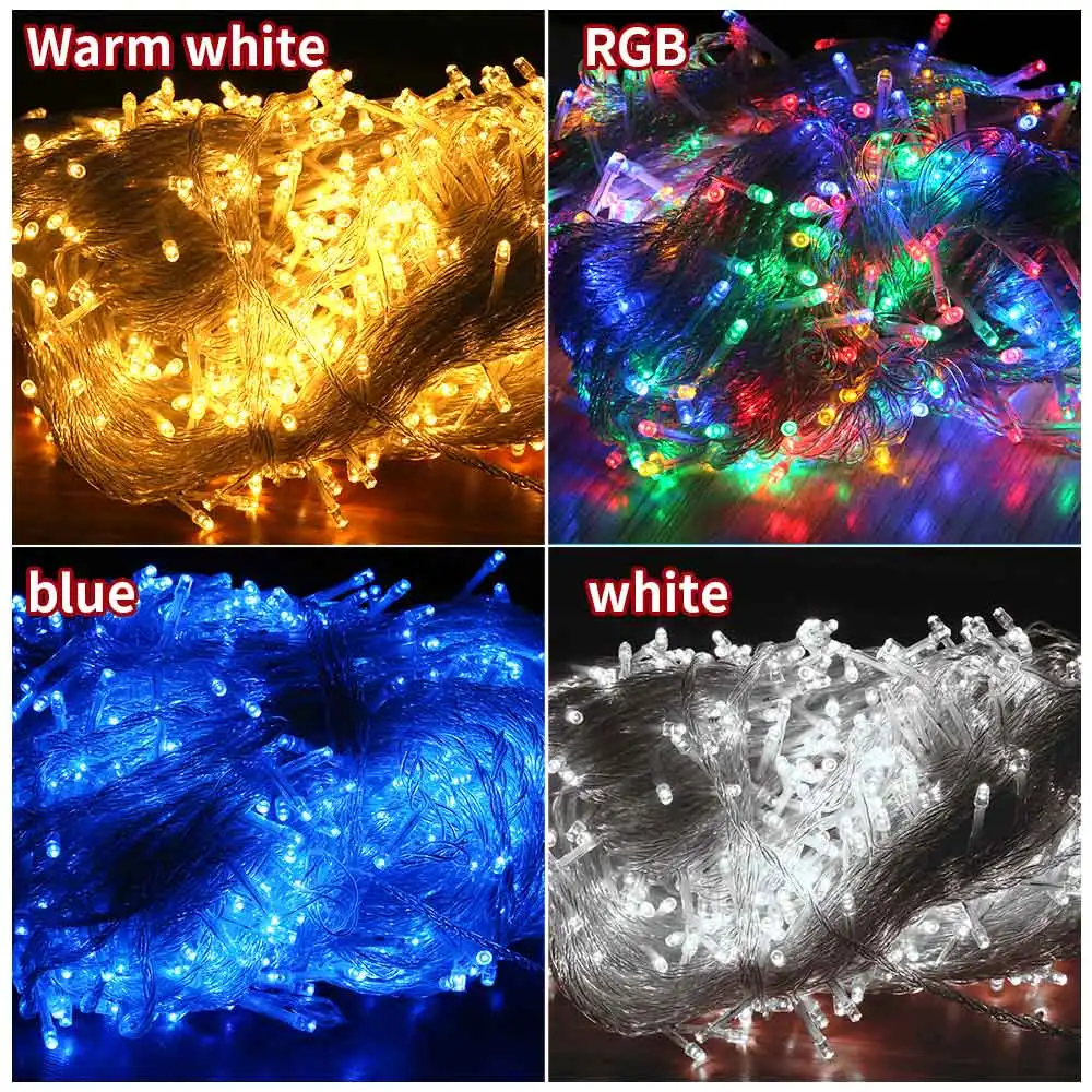 

Kmashi Outdoor String Lights Christmas String Light Lighting Outdoor 100M 600LED Christmas Garland Wedding Holiday Decoration