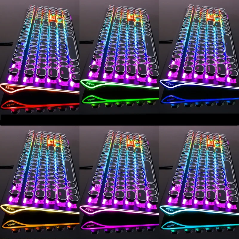 Royal Kludge RK S108 эргономичная USB Проводная Механическая игровая клавиатура, монохромная/RGB подсветка черный, синий, коричневый, красная ось
