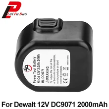 NI-CD 12 В 2.0Ah замена мощный инструмент батареи для Dewalt Аккумуляторные Дрели: DE9071, DW9072, DW904, DW917, DW980, DW915, DC727, DC528