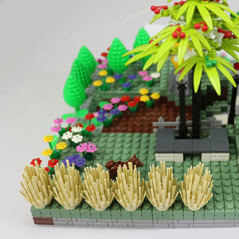 Городской блок MOC Mini City Bush деревья трава растения светильник Строительные блоки