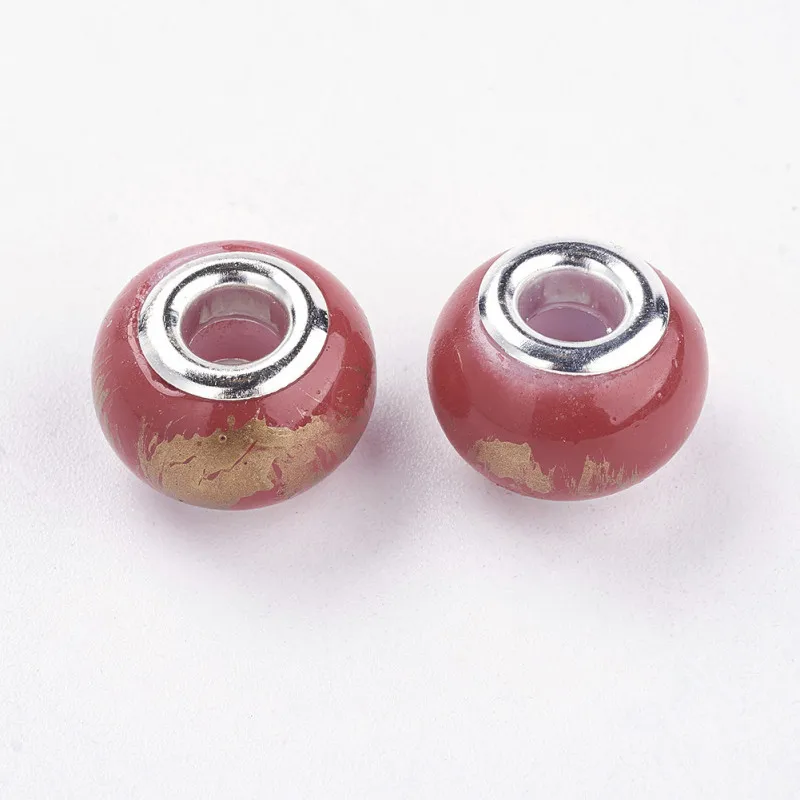50pcs Colorful Brass Rhinestone European Beads Column Large Hole Charm 8.5x7.5mm