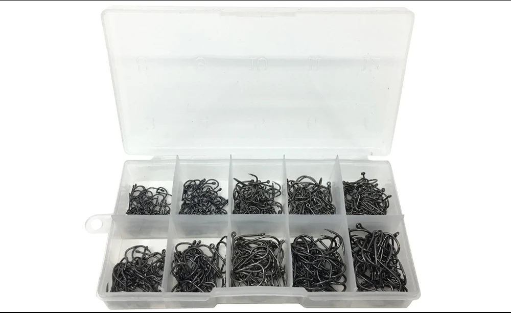 500pcs / set mixed size Fishing Hook# 3~ 12 carbon steel carp fishhook Original box Jigging Bait hook Fishing tackle