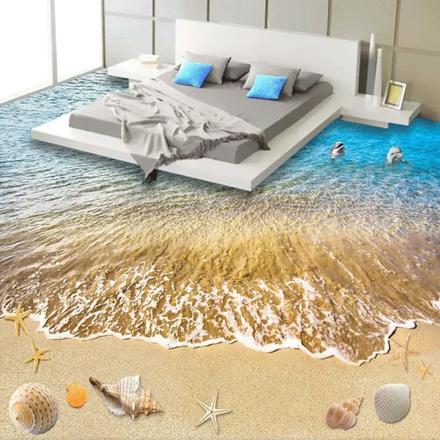 Custom 3D Vloertegels Behang Moderne Strand Zee Golf Fotobehang ... Custom 3D Vloertegels Behang Moderne Strand Zee Golf Fotobehang ...