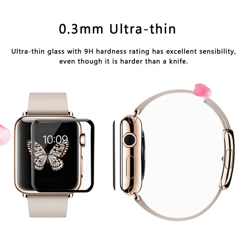  2 stücke 3D Volle Abdeckung Aus Gehärtetem Glas Für Apple uhr 1 2 3 4 9 H Oberfläche Film 38 42 40 