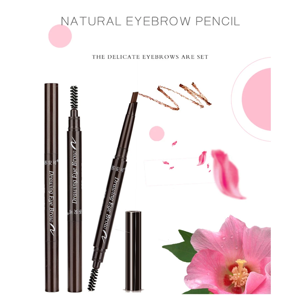

Natural Long Lasting Paint Eyebrow Pencil with Brow Brush Waterproof Black Brown Automatic Makeup Cosmetic Tool