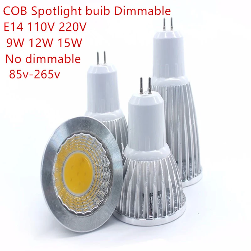 10 шт. новая высокая мощность лампада Led GU5.3 COB 9 Вт 12 Вт 15 Вт cob-светодиоды с регулируемой яркостью прожектор Теплый Холодный белый лампочка лампа гу 5,3 110 В 220 В