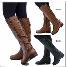 Г.; европейский и американский стиль; большой размер; женские высокие сапоги с ремешком и пряжкой; Ботинки martin с ремешком