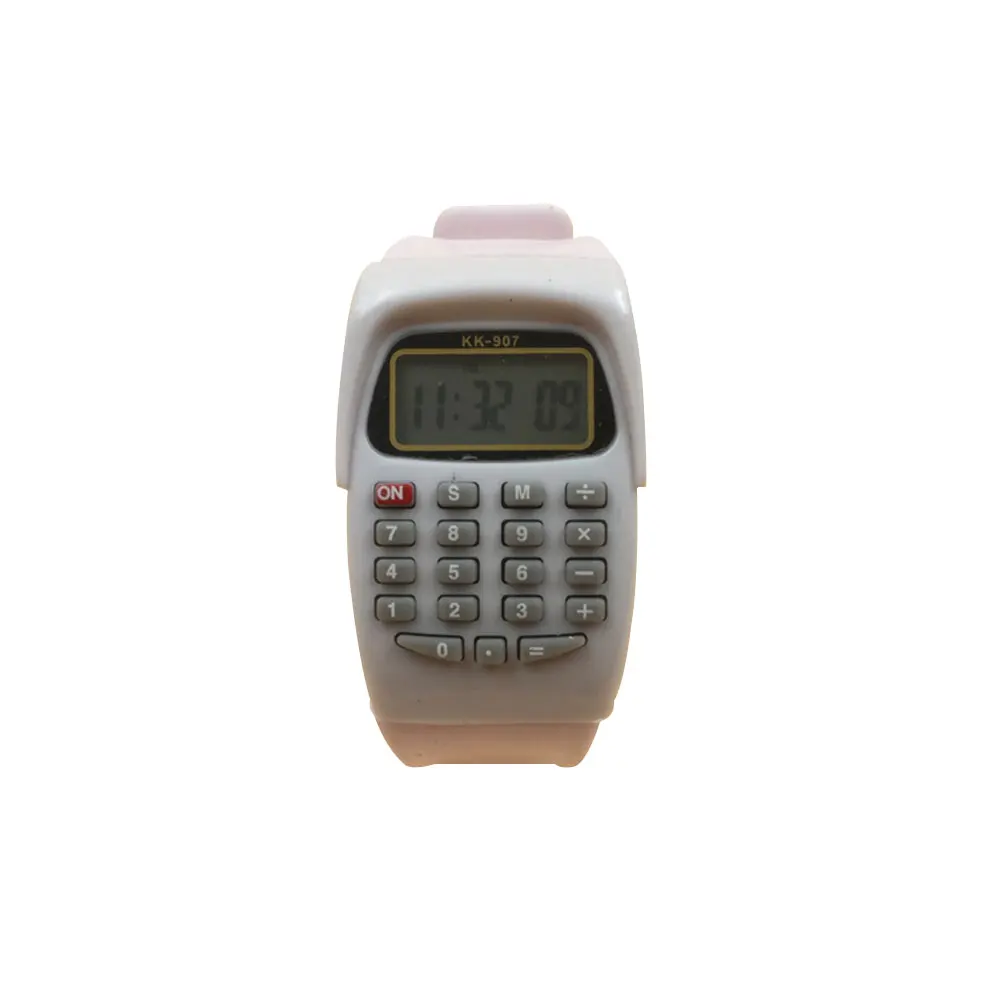 Детские спортивные цифровые квадратные наручные часы с калькулятором для экзамена - Цвет: Белый