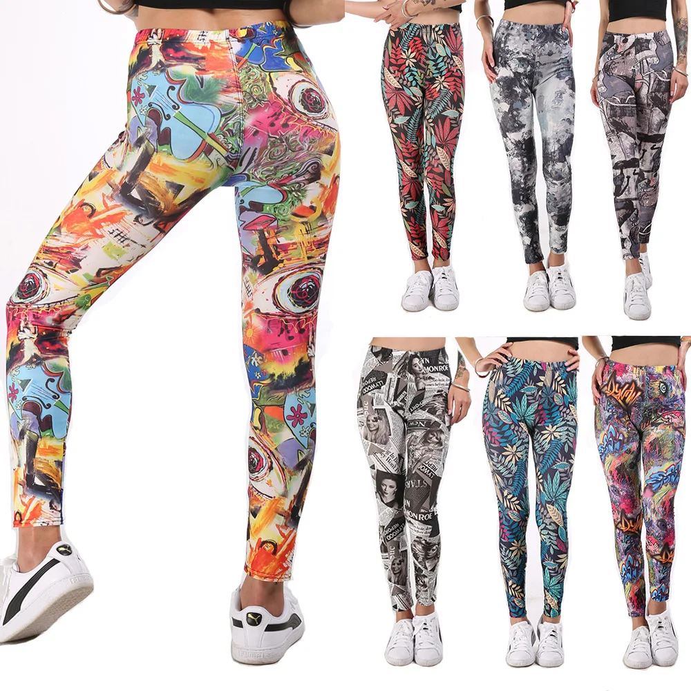 

3d Digital Printing Energy Seamless Leggings High Waist Yoga Pants Graffiti Scrunch Leggings Workout Running Pants Compression