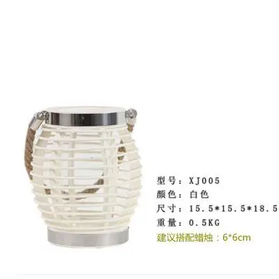 Китайский Плетеный портативный ветровой фонарь, деревянный подсвечник, Креативные украшения для дома и столовой - Цвет: Белый