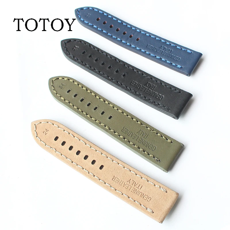 TOTOY мягкий кожаный ремешок черный желтый 22mm24mm26mm комплекс 4 цвет грубой подходит