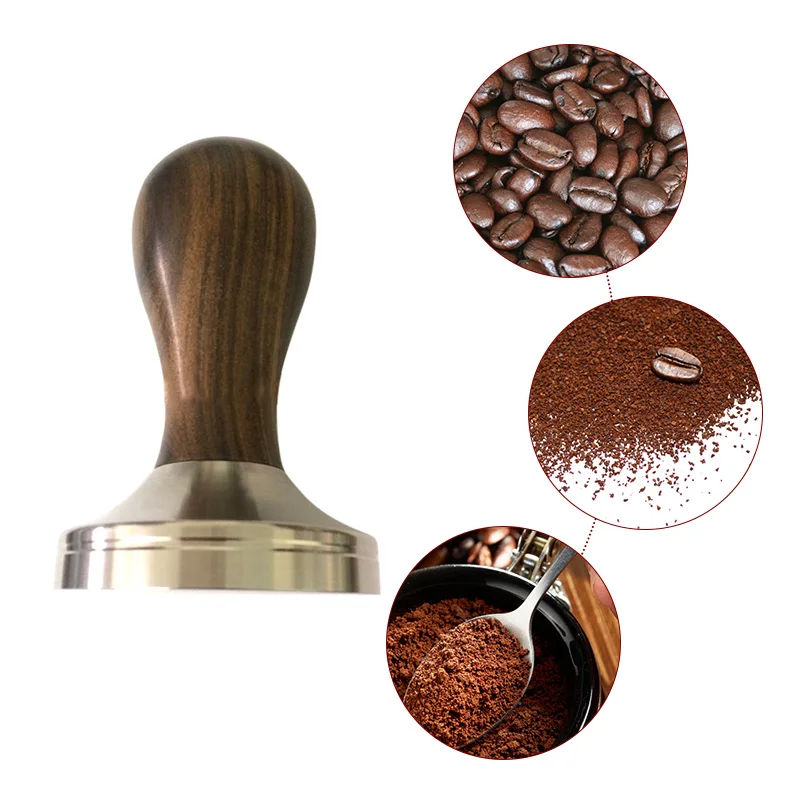 

Coffee Tamper Stamping Plate Panar Sandalwood Handle Powder Hammer Coffee Accessories 51mm MYDING