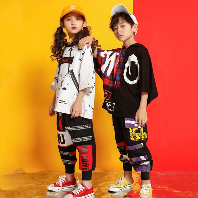 Kids Loose Shirt Pants Shorts Hip Hop costumes Clothing Outfits Dance Costumes for Girls Boys Ballroom Dancing Streetwear 5