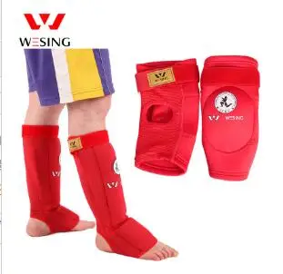 Wesing Professional IFMA Muay Thai щитки и налокотники Защита для ног Муай Тай Оборудование для защиты красный синий - Цвет: Красный