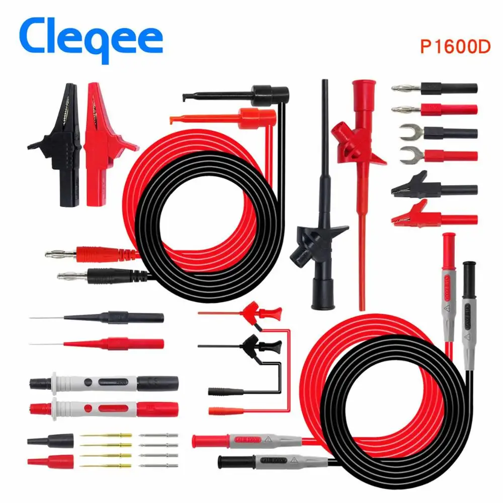 P1600D Cleqee P1600C/D/E/F вставляемый мультиметр зонды набор тестовых проводов наборы автомобильных зондов набор IC тестовый крюк совместим с Fluke - Цвет: P1600D
