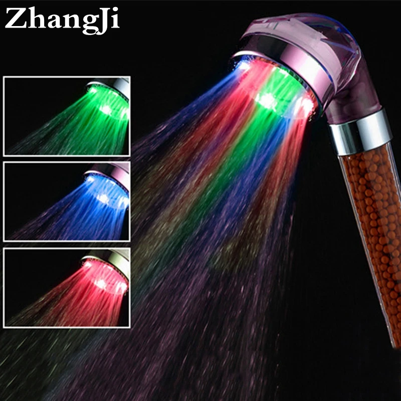 Fashion type 7 color LED shower heads Massage Transparent ABS showerhead Water saver and Purifying SPA