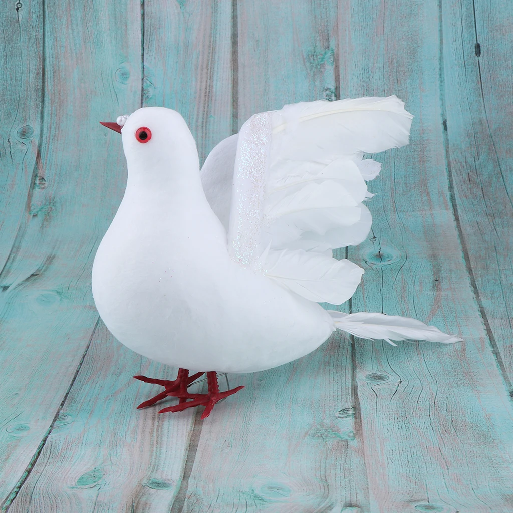 Artificial Foam Feather White Doves Birds Arts Craft Home Wedding Decoration Garden Ornament Statues
