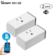 2 шт. SONOFF S31 США штекер 16A Wifi мини смарт-пульт дистанционного управления розетка синхронизации мощность энергопотребление монитор розетка работает с Alexa