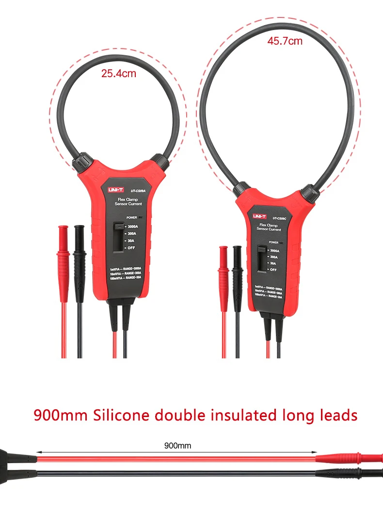Uni-t UT-CS09A гибкий датчик зажима высокотоковый гибкий датчик 1.5A~ 3000A высокая гибкая AC Ток осциллограф зонд тест