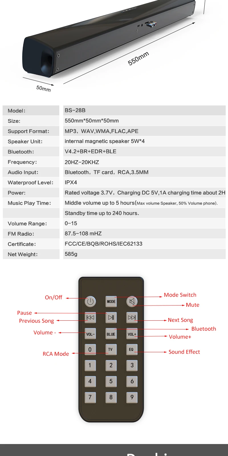 FELYBY динамик BS-28B Bluetooth карты 4 5 Вт колонки высокой мощности Bluetooth аудио Саундбар